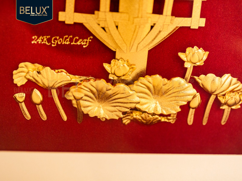 Tranh Chùa Một Cột Dát Vàng 24k 25x25cm